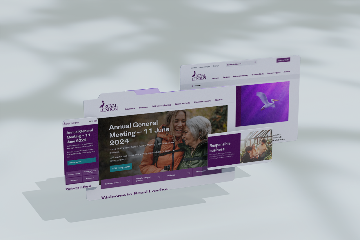Mock up of a Royal London product showcasing the design system in action
