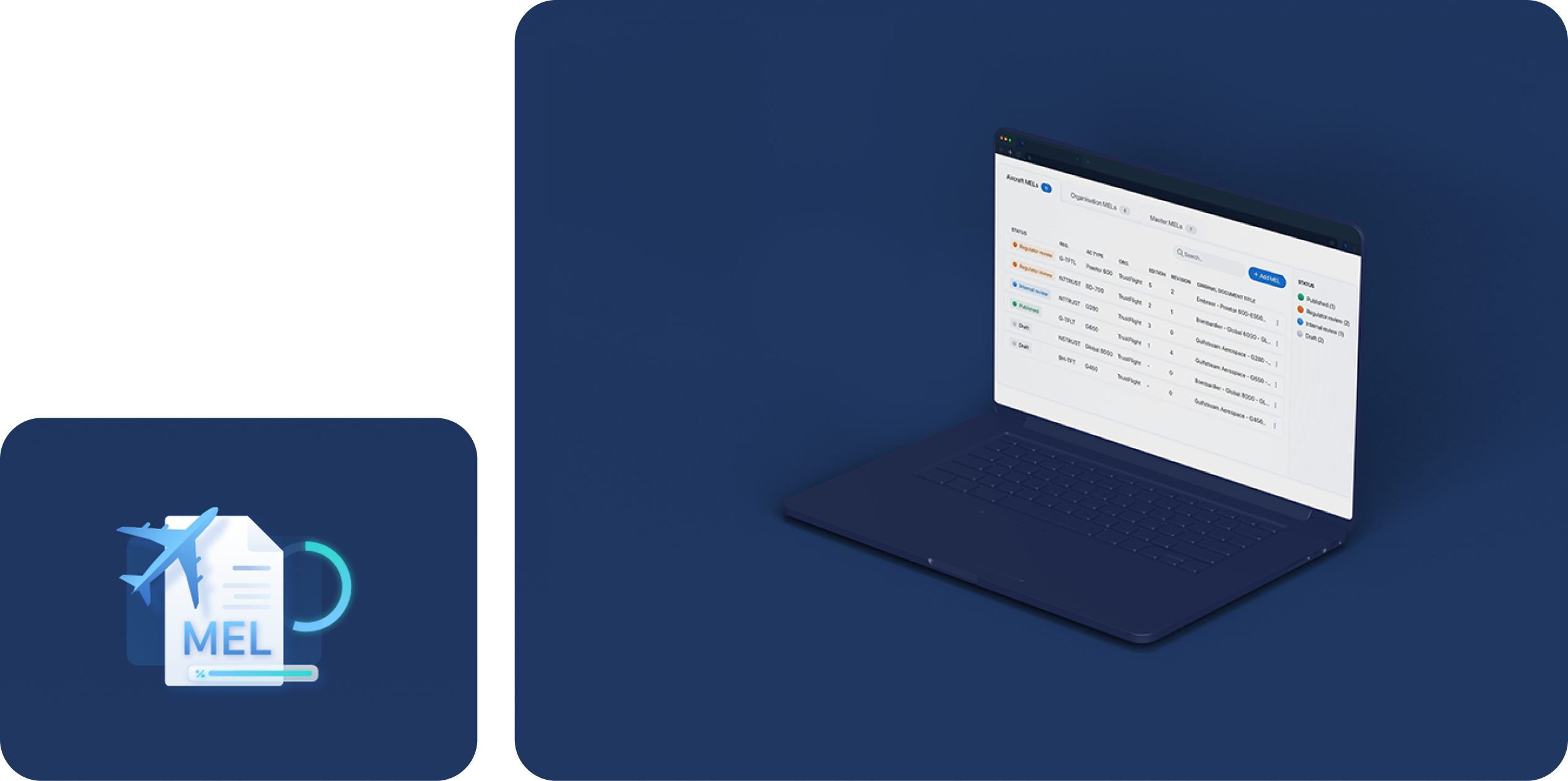 Mock up of a Trustflight product showcasing the product