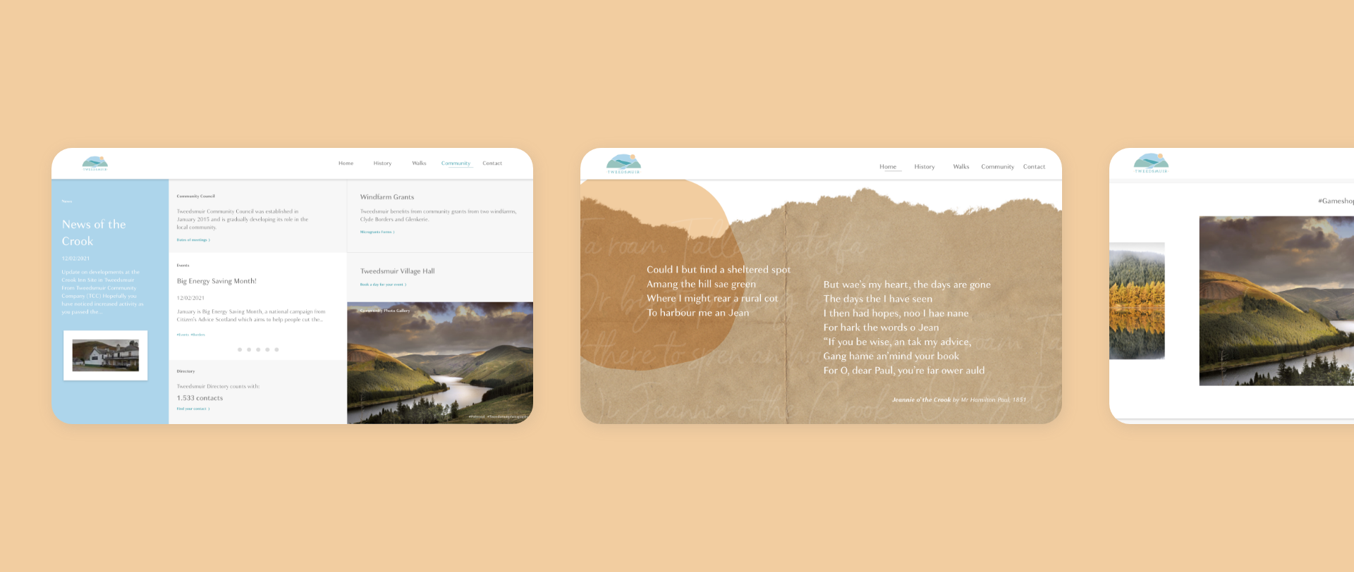 Tweedsmuir Webpage Thumbnails